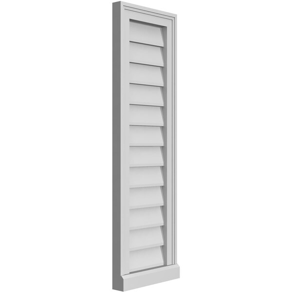 Ekena Millwork Vertical Surface Mount PVC Gable Vent w/ 2"W x 2"H , Brickmould Sill Frame, 12"W x 38"H - GVPVE12X3803SN