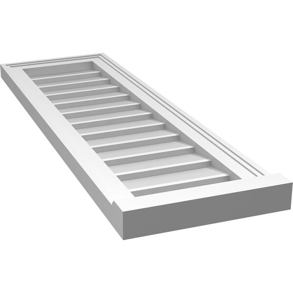 Ekena Millwork Vertical Surface Mount PVC Gable Vent w/ 2"W x 2"H , Brickmould Sill Frame, 12"W x 38"H - GVPVE12X3803SN