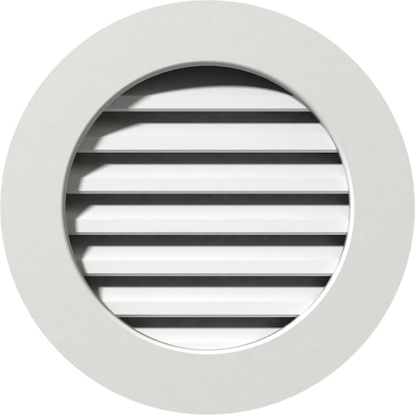 Ekena Millwork Round Gable Vent Functional, PVC Gable Vent w/ 1" x 4" Flat Trim Frame, 16"W x 16"H - GVPRO16X1601FUN