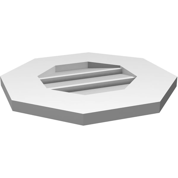 Ekena Millwork Octagonal Surface Mount PVC Gable Vent: Functional, w/ 3-1/2"W x 1"P Standard Frame, 16"W x 16"H - GVPOC16X1601SF