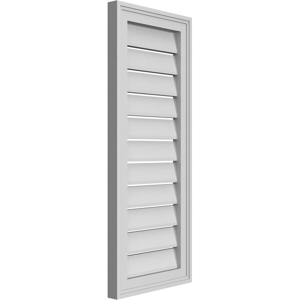 Ekena Millwork Vertical Surface Mount PVC Gable Vent: Functional, w/ 2"W x 1-1/2"P Brickmould Frame, 14"W x 34"H - GVPVE14X3402SF