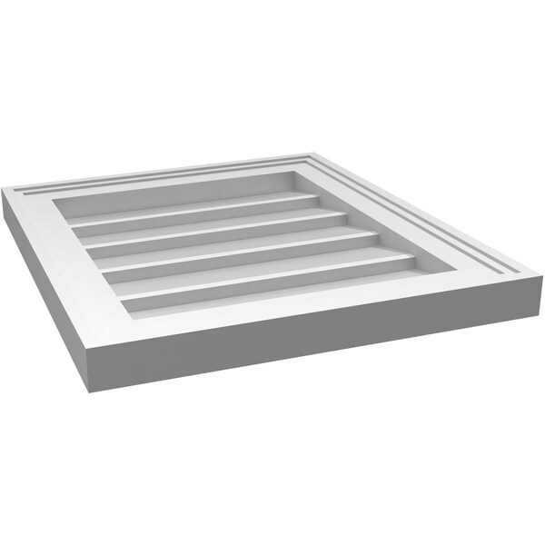 Ekena Millwork Vertical Surface Mount PVC Gable Vnt: Non-Functional, w/2"W x 1-1/2"H, Brickmould Frame, 16"W x 18"H - GVPVE16X1802SN