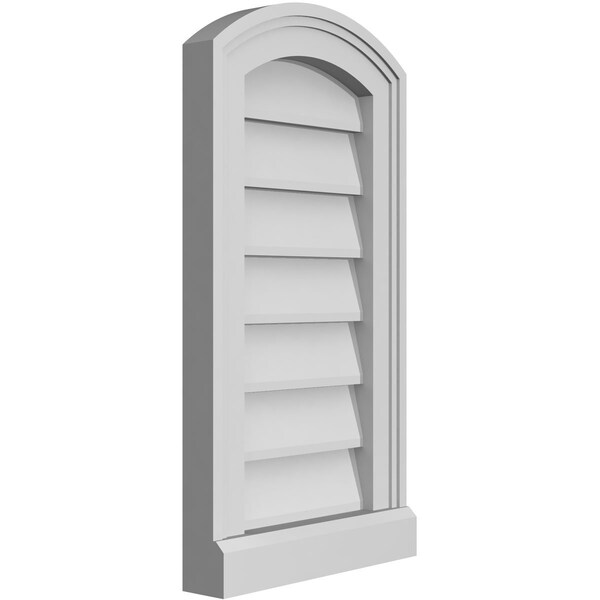 Ekena Millwork Arch Top Surface Mount PVC Gable Vent: Functional, w/ 2"W x 2"P Brickmould Sill Frame, 12"W x 22"H - GVPAR12X2203SF