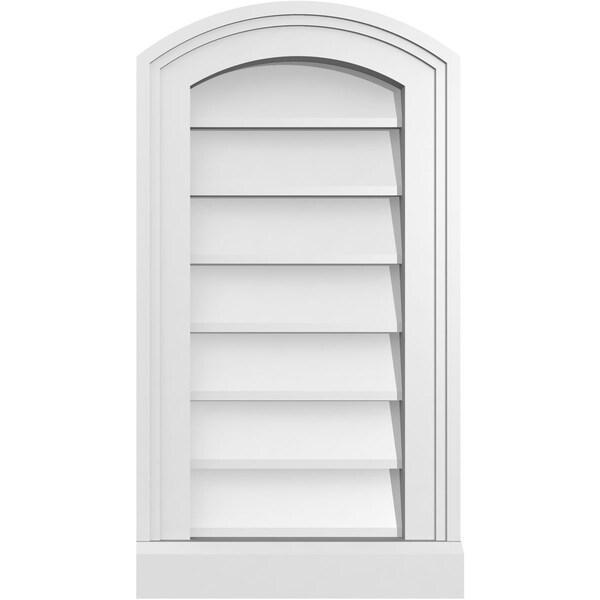 Ekena Millwork Arch Top Surface Mount PVC Gable Vent: Functional, w/ 2"W x 2"P Brickmould Sill Frame, 12"W x 22"H - GVPAR12X2203SF
