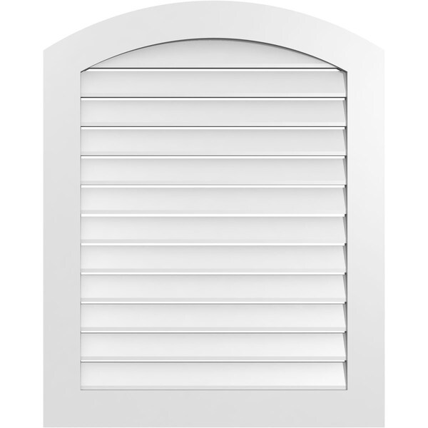 Ekena Millwork Arch Top Surface Mount PVC Gable Vent: Non-Functional, w/ 3-1/2"W x 1"P Standard Frame, 32"W x 38"H - GVPAR32X3801SN