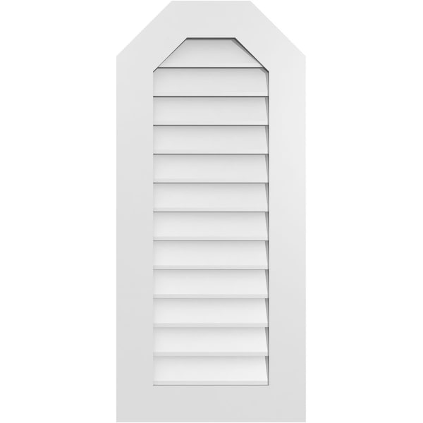 Ekena Millwork Octagonal Top Surface Mount PVC Gable Vent w/ 3-1/2"W x 1"P Standard Frame, 18"W x 40"H - GVPOT18X4001SN