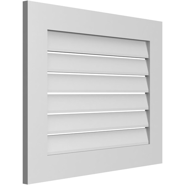 Ekena Millwork Vertical Surface Mount PVC Gable Vent: Functional, w/ 3-1/2"W x 1"P Standard Frame, 30"W x 24"H - GVPVE30X2401SF