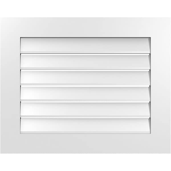 Ekena Millwork Vertical Surface Mount PVC Gable Vent: Functional, w/ 3-1/2"W x 1"P Standard Frame, 30"W x 24"H - GVPVE30X2401SF