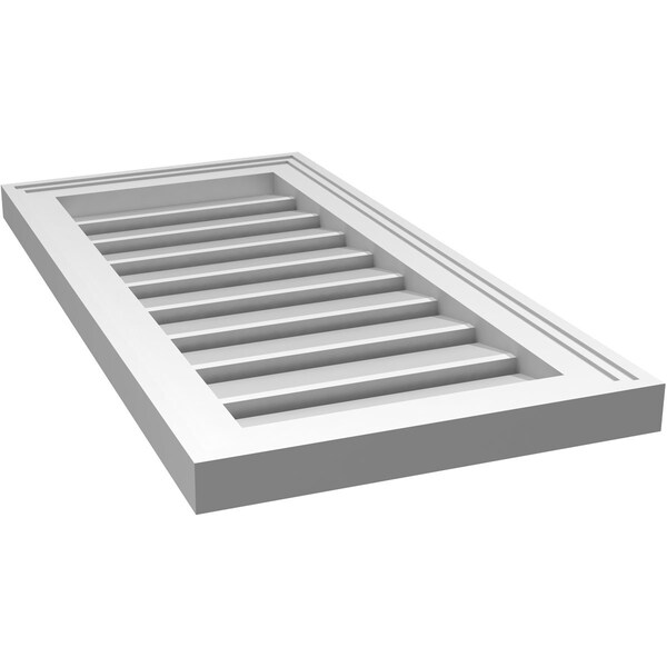 Ekena Millwork Vertical Surface Mount PVC Gable Vent: Functional, w/ 2"W x 1-1/2"P Brickmould Frame, 14"W x 28"H - GVPVE14X2802SF