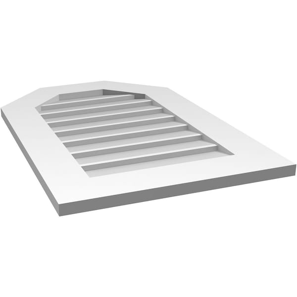 Ekena Millwork Octagonal Top Surface Mount PVC Gable Vent w/ 3-1/2"W x 1"P Standard Frame, 20"W x 30"H - GVPOT20X3001SN
