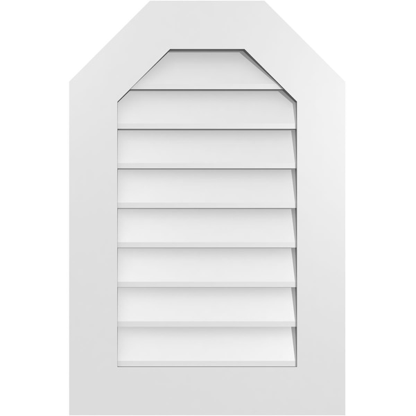 Ekena Millwork Octagonal Top Surface Mount PVC Gable Vent w/ 3-1/2"W x 1"P Standard Frame, 20"W x 30"H - GVPOT20X3001SN