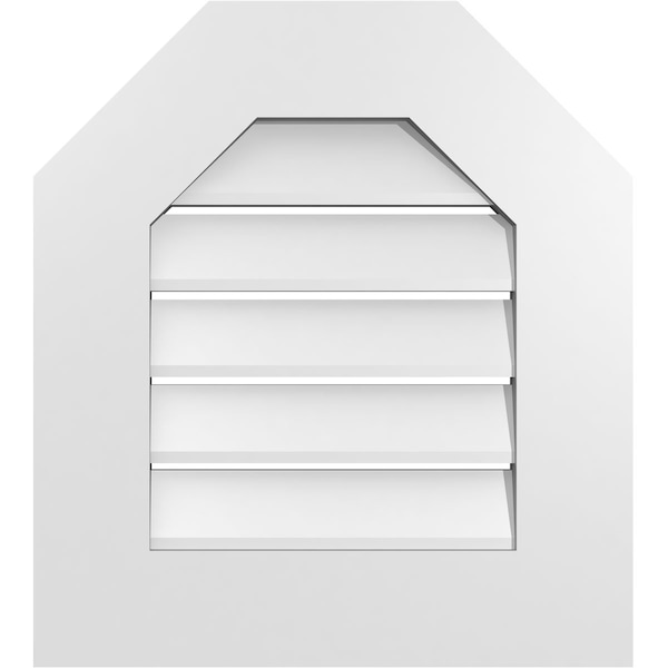 Ekena Millwork Octagonal Top Surface Mount PVC Gable Vent: Functional, w/ 3-1/2"W x 1"P Standard Frame, 18"W x 20"H - GVPOT18X2001SF