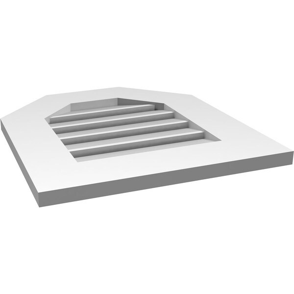Ekena Millwork Octagonal Top Surface Mount PVC Gable Vent: Functional, w/ 3-1/2"W x 1"P Standard Frame, 18"W x 20"H - GVPOT18X2001SF