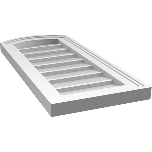 Ekena Millwork Arch Top Surface Mount PVC Gable Vent: Functional, w/ 2"W x 1-1/2"P Brickmould Frame, 12"W x 26"H - GVPAR12X2602SF