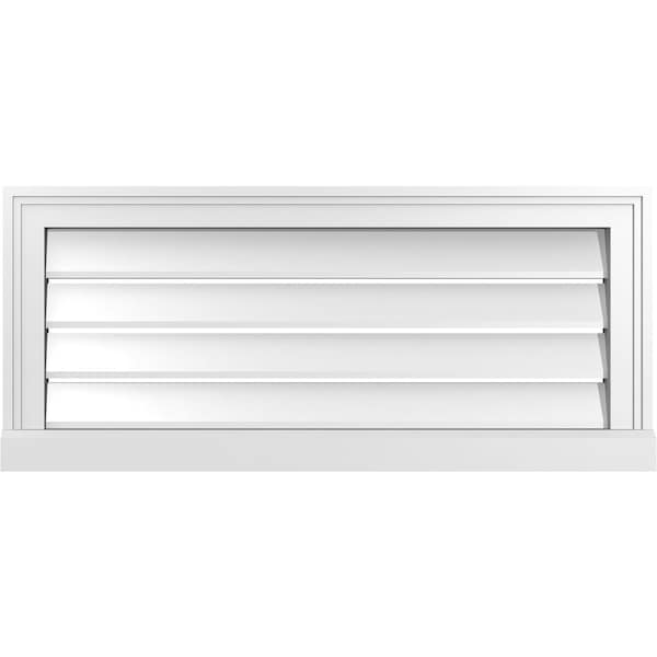 Ekena Millwork Vertical Surface Mount PVC Gable Vent: Functional, w/ 2"W x 2"P Brickmould Sill Frame, 32"W x 14"H - GVPVE32X1403SF