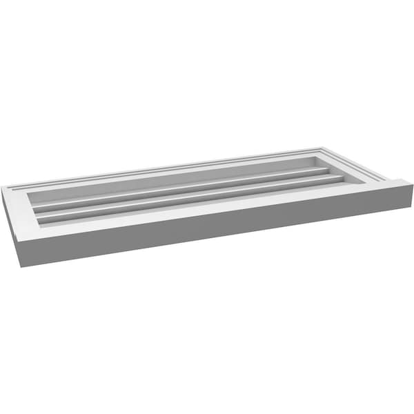 Ekena Millwork Vertical Surface Mount PVC Gable Vent: Functional, w/ 2"W x 2"P Brickmould Sill Frame, 32"W x 14"H - GVPVE32X1403SF