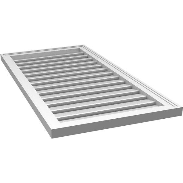 Ekena Millwork Vertical Surface Mount PVC Gable Vent: Functional, w/ 2"W x 1-1/2"P Brickmould Frame, 22"W x 42"H - GVPVE22X4202SF