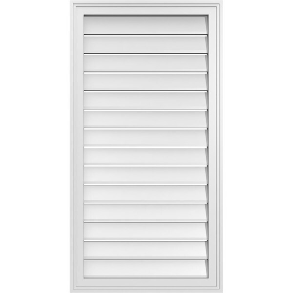 Ekena Millwork Vertical Surface Mount PVC Gable Vent: Functional, w/ 2"W x 1-1/2"P Brickmould Frame, 22"W x 42"H - GVPVE22X4202SF