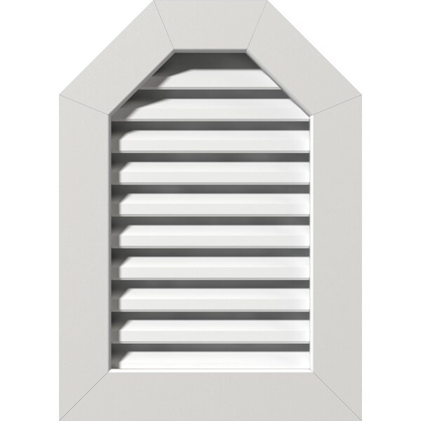 Ekena Millwork Octagonal Top Gable Vent Functional, PVC Gable Vent w/ 1" x 4" Flat Trim Frame, 16"W x 26"H - GVPOT16X2601FUN