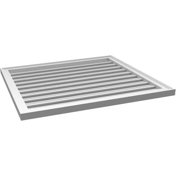 Ekena Millwork Vertical Surface Mount PVC Gable Vent: Functional, w/ 2"W x 1-1/2"P Brickmould Frame, 36"W x 32"H - GVPVE36X3202SF