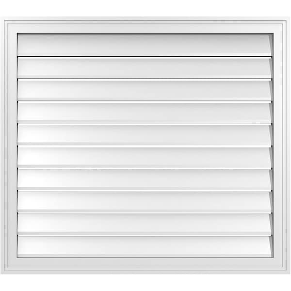Ekena Millwork Vertical Surface Mount PVC Gable Vent: Functional, w/ 2"W x 1-1/2"P Brickmould Frame, 36"W x 32"H - GVPVE36X3202SF