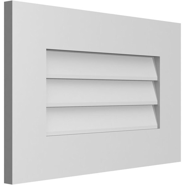 Ekena Millwork Vertical Surface Mount PVC Gable Vent: Non-Functional, w/ 3-1/2"W x 1"P Standard Frame, 22"W x 14"H - GVPVE22X1401SN