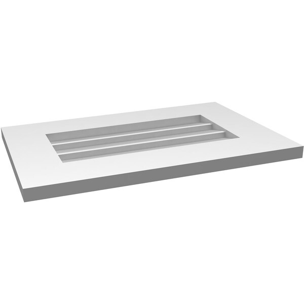 Ekena Millwork Vertical Surface Mount PVC Gable Vent: Non-Functional, w/ 3-1/2"W x 1"P Standard Frame, 22"W x 14"H - GVPVE22X1401SN