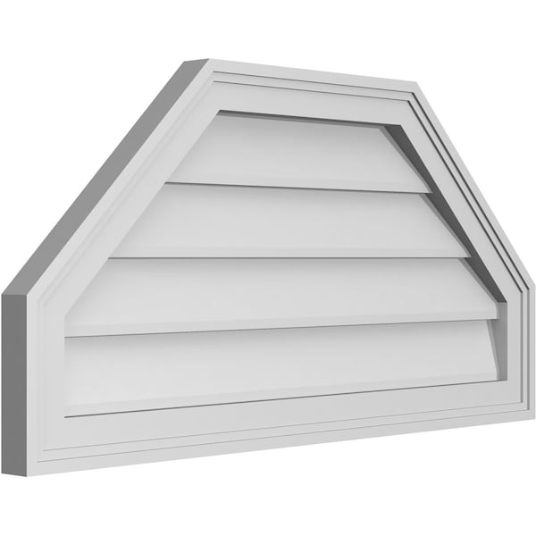 Ekena Millwork Octagonal Top Surface Mount PVC Gable Vent w/ 2"W x 1-1/2"P Brickmould Frame, 32"W x 16"H - GVPOT32X1602SN