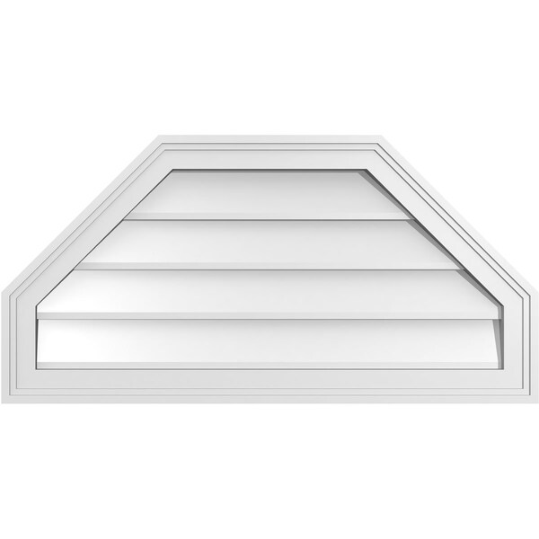Ekena Millwork Octagonal Top Surface Mount PVC Gable Vent w/ 2"W x 1-1/2"P Brickmould Frame, 32"W x 16"H - GVPOT32X1602SN