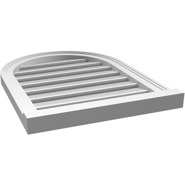 Ekena Millwork Round Top Surface Mount PVC Gable Vent: Functional, w/ 2"W x 2"P Brickmould Sill Frame, 20"W x 26"H - GVPRT20X2603SF