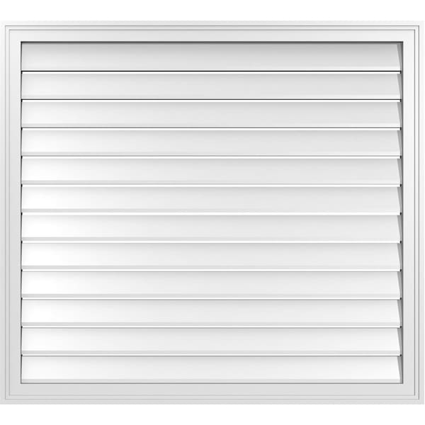 Ekena Millwork Vertical Surface Mount PVC Gable Vent: Functional, w/ 2"W x 1-1/2"P Brickmould Frame, 42"W x 38"H - GVPVE42X3802SF