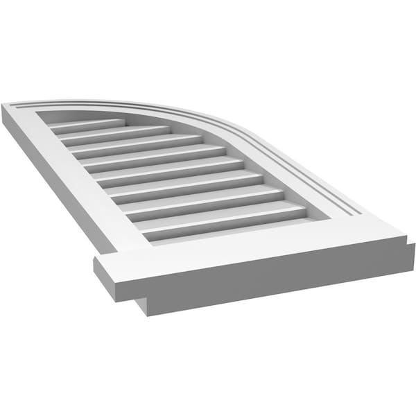Ekena Millwork Quarter Round Top Right Surface Mount PVC Gable Vent w/ 2"W x 2"P Brickmould Sill Frame, 14"W x 32"H - GVPQR14X3203SF