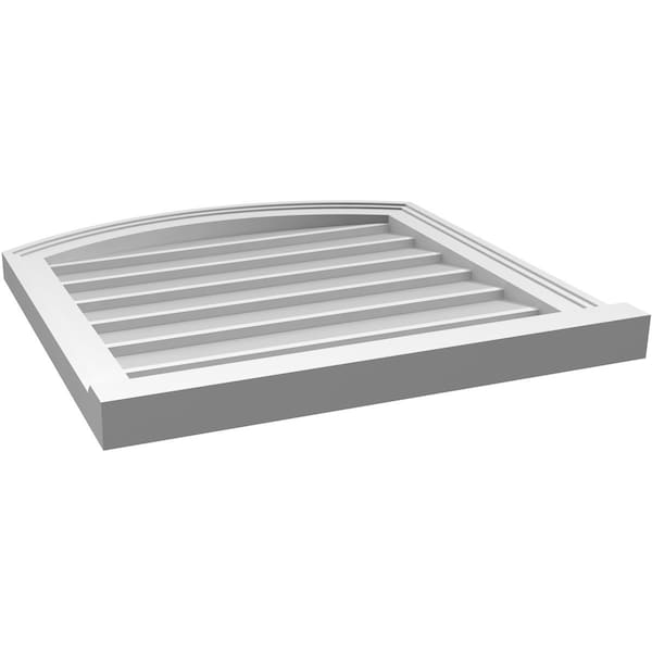 Ekena Millwork Arch Top Surface Mount PVC Gable Vent: Functional, w/ 2"W x 2"P Brickmould Sill Frame, 24"W x 24"H - GVPAR24X2403SF