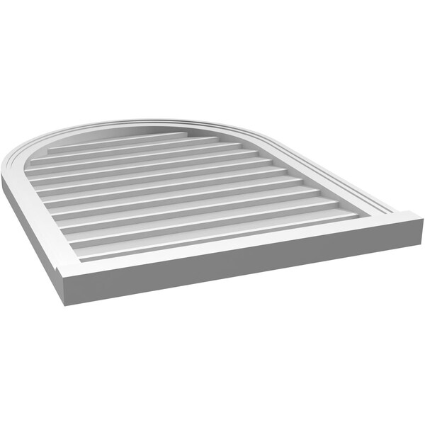 Ekena Millwork Round Top Surface Mount PVC Gable Vent w/ 2"W x 2"P Brickmould Sill Frame, 26"W x 34"H - GVPRT26X3403SN