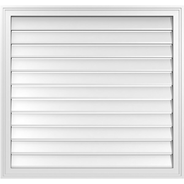 Ekena Millwork Vertical Surface Mount PVC Gable Vent: Functional, w/ 2"W x 1-1/2"P Brickmould Frame, 36"W x 34"H - GVPVE36X3402SF