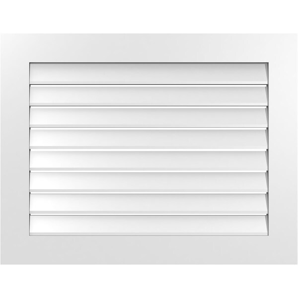 Ekena Millwork Vertical Surface Mount PVC Gable Vent: Functional, w/ 3-1/2"W x 1"P Standard Frame, 36"W x 28"H - GVPVE36X2801SF