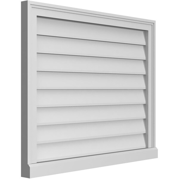 Ekena Millwork Vertical Surface Mount PVC Gable Vent w/ 2"W x 2"H , Brickmould Sill Frame, 32"W x 26"H - GVPVE32X2603SN