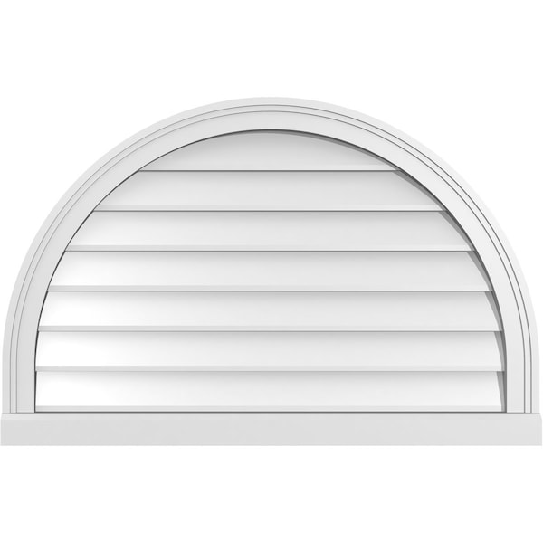 Ekena Millwork Round Top Surface Mount PVC Gable Vent w/ 2"W x 2"P Brickmould Sill Frame, 34"W x 22"H - GVPRT34X2203SN