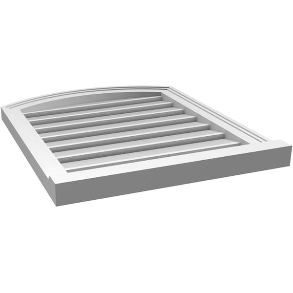 Ekena Millwork Arch Top Surface Mount PVC Gable Vent w/ 2"W x 2"P Brickmould Sill Frame, 22"W x 24"H - GVPAR22X2403SN