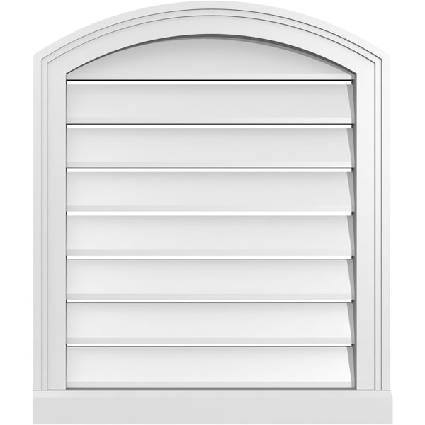 Ekena Millwork Arch Top Surface Mount PVC Gable Vent w/ 2"W x 2"P Brickmould Sill Frame, 22"W x 24"H - GVPAR22X2403SN