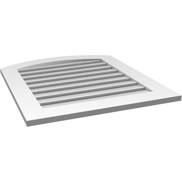 Ekena Millwork Arch Top Surface Mount PVC Gable Vent: Non-Functional, w/ 3-1/2"W x 1"P Standard Frame, 28"W x 30"H - GVPAR28X3001SN