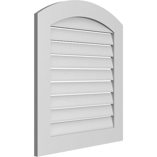 Ekena Millwork Arch Top Surface Mount PVC Gable Vent: Non-Functional, w/ 3-1/2"W x 1"P Standard Frame, 28"W x 30"H - GVPAR28X3001SN