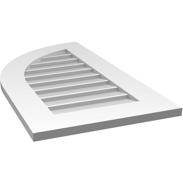 Ekena Millwork Quarter Round Top Left Surface Mount PVC Gable Vent w/ 3-1/2"W x 1"P Standard Frame, 18"W x 32"H - GVPQL18X3201SN