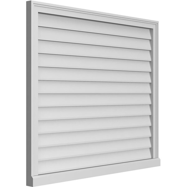 Ekena Millwork Vertical Surface Mount PVC Gable Vent w/ 2"W x 2"H , Brickmould Sill Frame, 42"W x 36"H - GVPVE42X3603SN