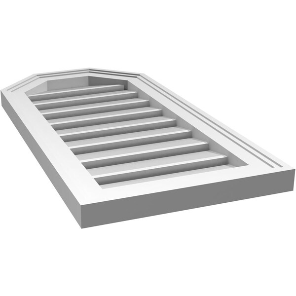 Ekena Millwork Octagonal Top Surface Mount PVC Gable Vent w/ 2"W x 1-1/2"P Brickmould Frame, 14"W x 28"H - GVPOT14X2802SF