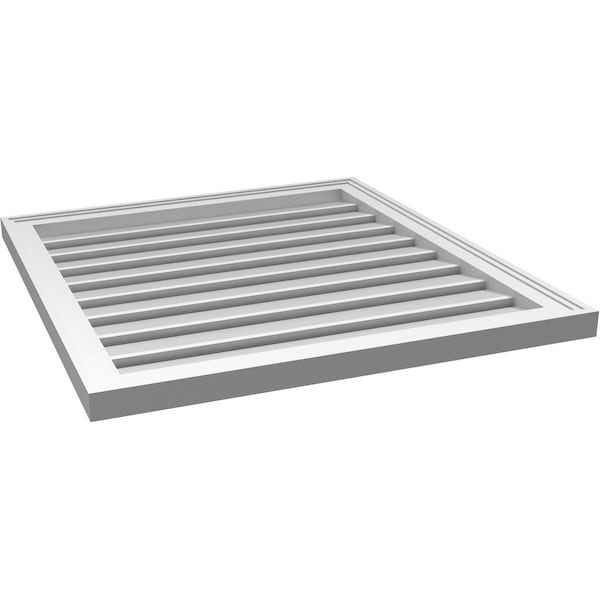 Ekena Millwork Vertical Surface Mount PVC Gable Vent: Functional, w/ 2"W x 1-1/2"P Brickmould Frame, 28"W x 30"H - GVPVE28X3002SF
