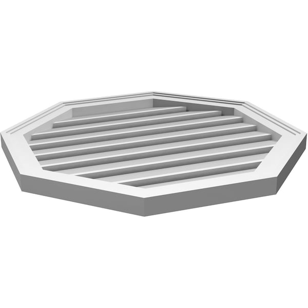 Ekena Millwork Octagonal Surface Mount PVC Gable Vent: Functional, w/ 2"W x 1-1/2"P Brickmould Frame, 26"W x 26"H - GVPOC26X2602SF