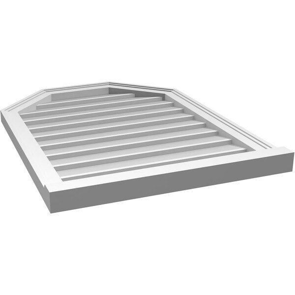 Ekena Millwork Octagonal Top Surface Mount PVC Gable Vent w/ 2"W x 2"P Brickmould Sill Frame, 24"W x 32"H - GVPOT24X3203SN