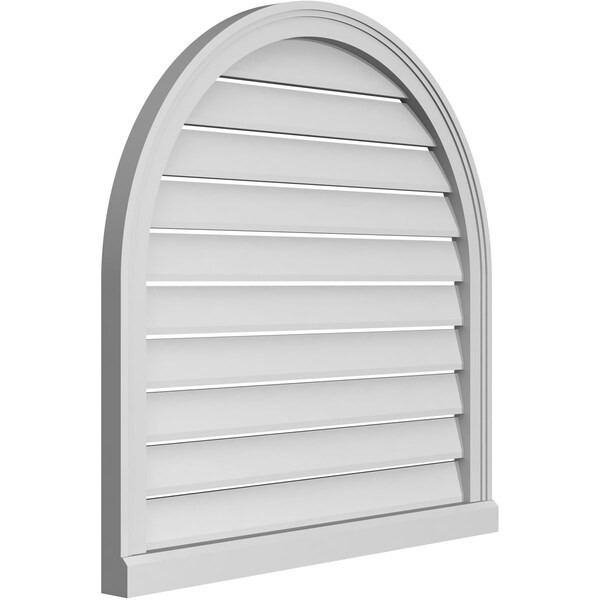 Ekena Millwork Round Top Surface Mount PVC Gable Vent: Functional, w/ 2"W x 2"P Brickmould Sill Frame, 32"W x 32"H - GVPRT32X3203SF