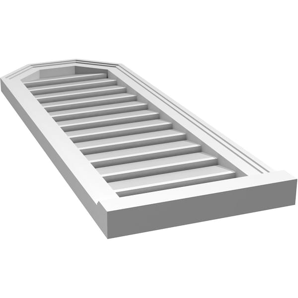 Ekena Millwork Octagonal Top Surface Mount PVC Gable Vent w/ 2"W x 2"P Brickmould Sill Frame, 14"W x 38"H - GVPOT14X3803SF